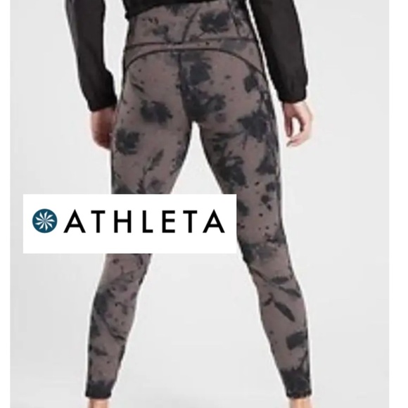 Athleta Pants - Athleta Ranier reflective Brown/black floral leggings, S  CB